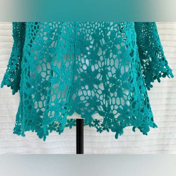 Teal Crochet Knit Top/Coverup - Picture 6 of 15